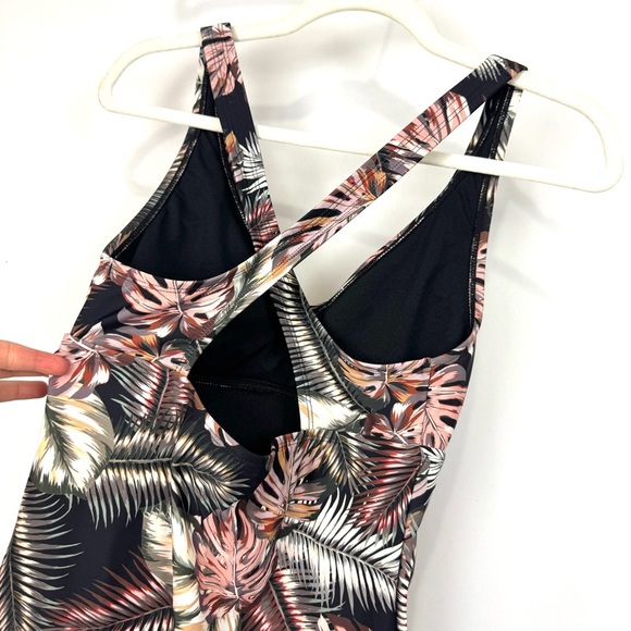 Hurley S Tropical Palm Leaves Print One Piece Swimsuit Cross Cross Back Beachy - Picture 5 of 12